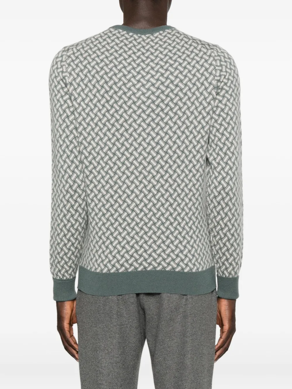 Drumohr Geometric-pattern V-neck Sweater In Green