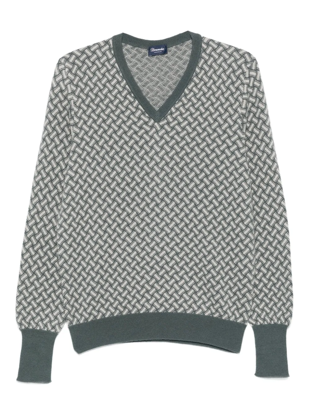 Drumohr geometric-pattern V-neck sweater | Black | Image 1