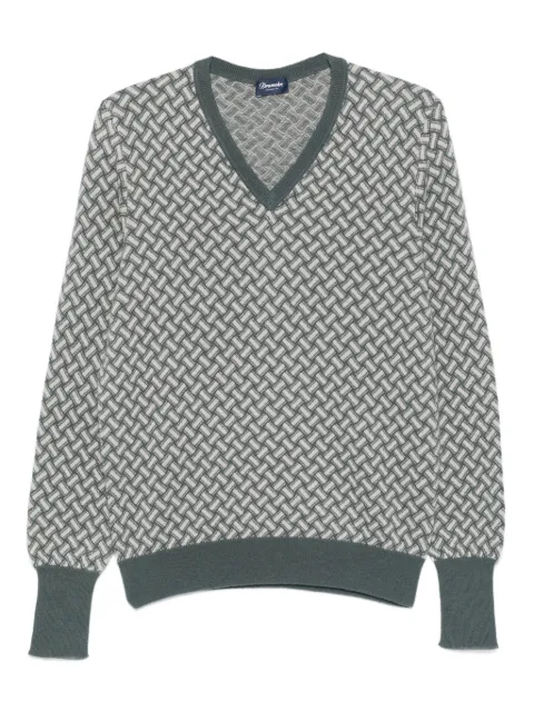 Drumohr geometric-pattern V-neck sweater