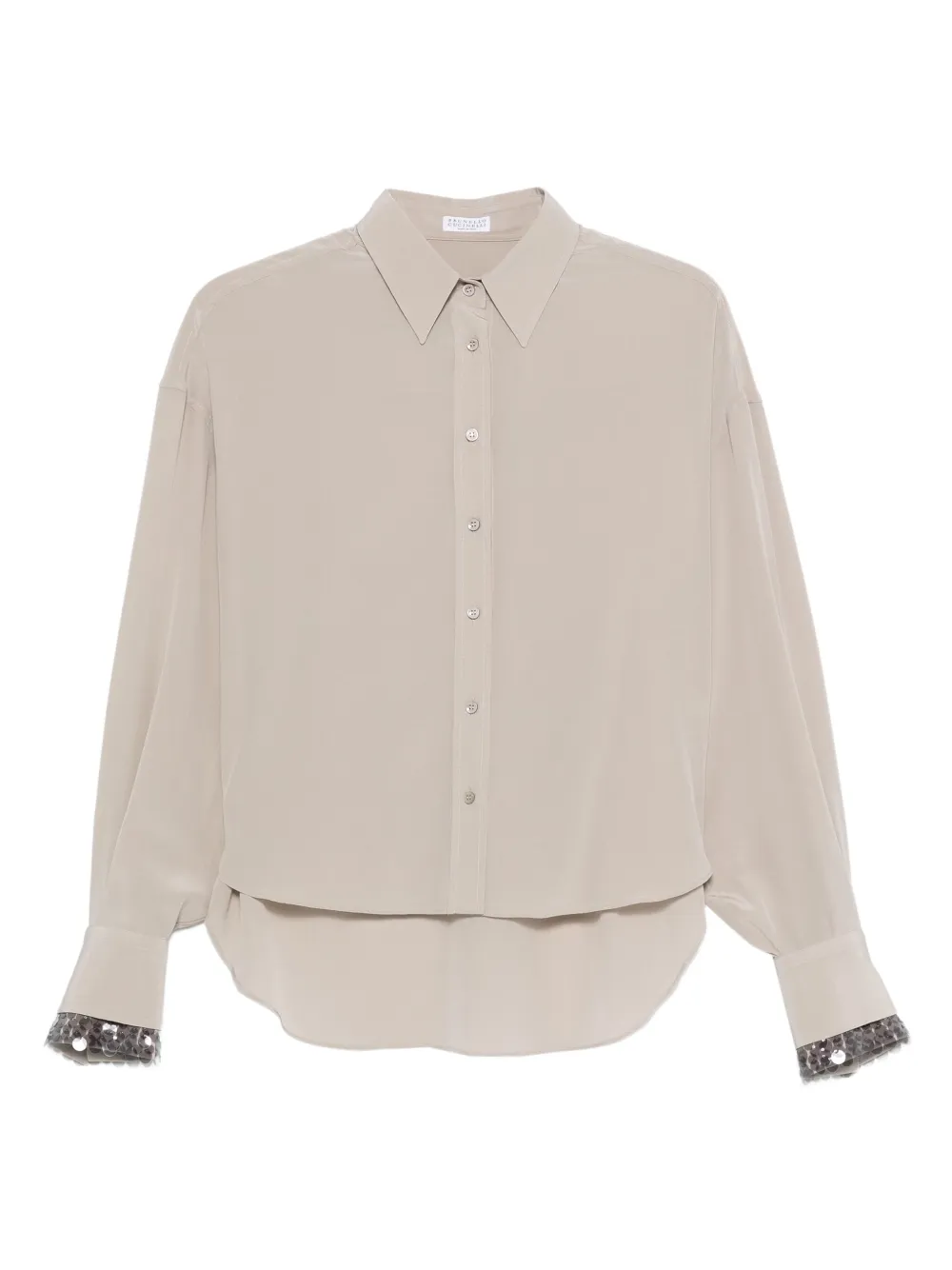 Brunello Cucinelli sequin-embellished silk shirt | Neutrals | Image 1