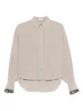 Brunello Cucinelli sequin-embellished silk shirt - Neutrals