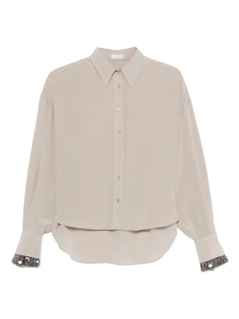 Brunello Cucinelli camisa de seda bordada con lentejuelas