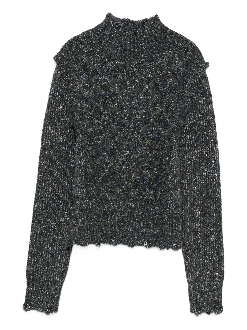 Pinko Textured Knit Sweater With High Neckline In Gray