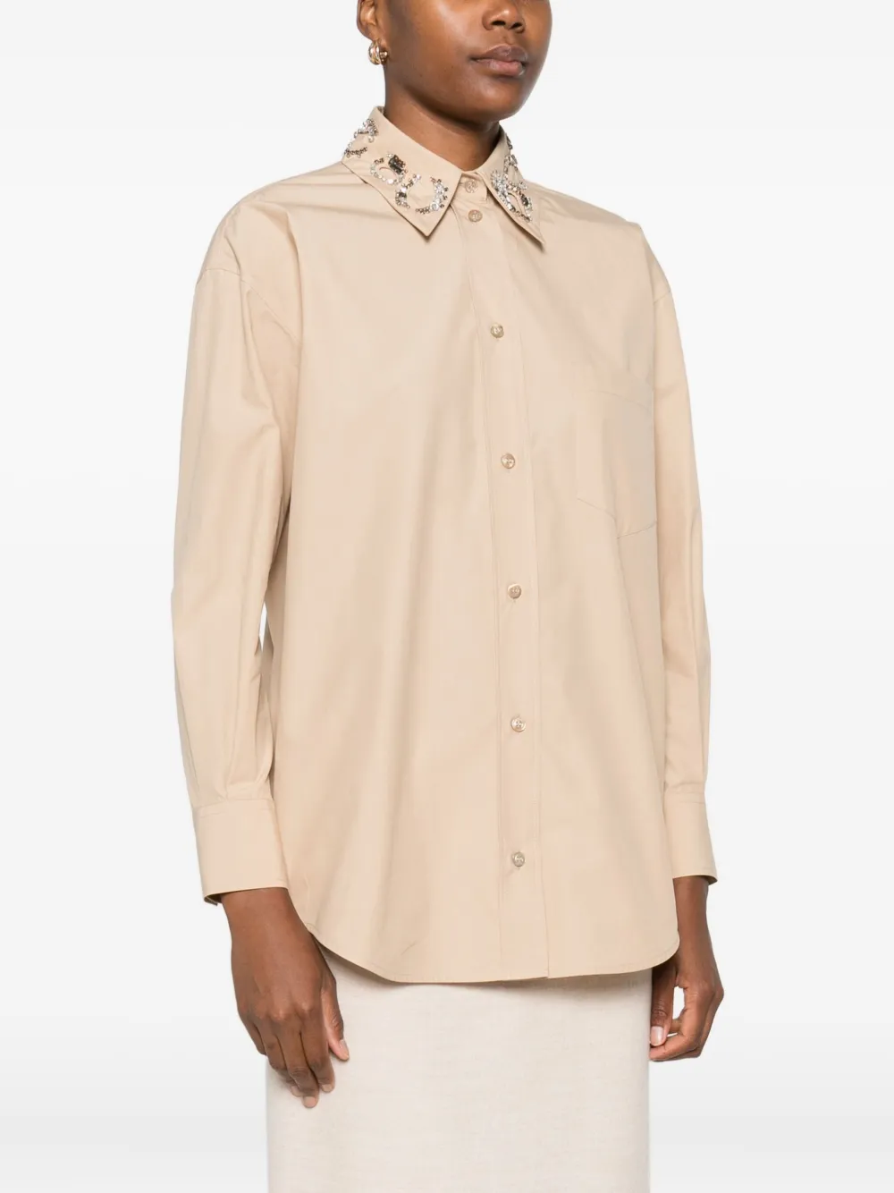 Fabiana Filippi embellished-collar shirt Beige