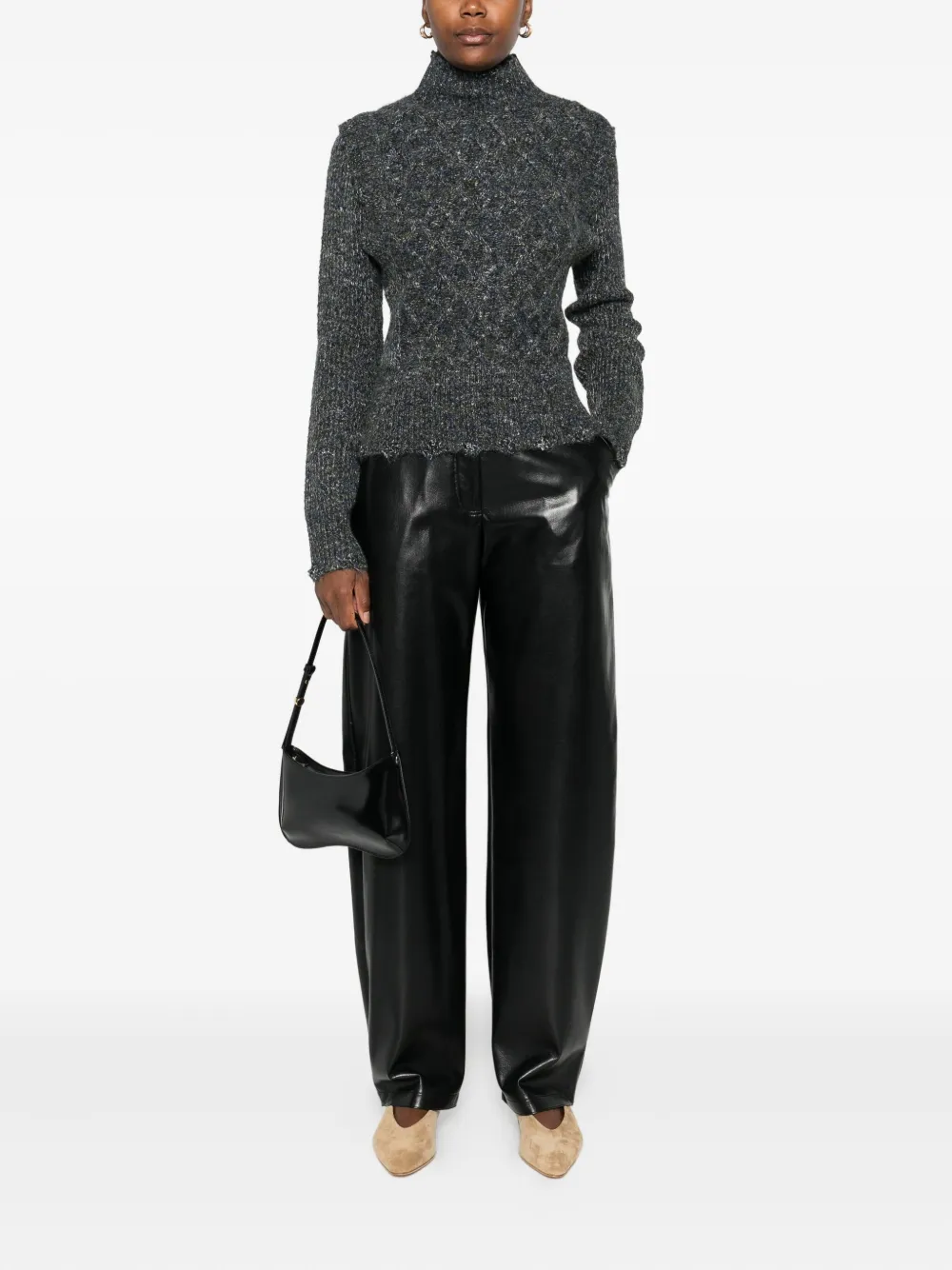 PINKO leather-effect trousers - Zwart
