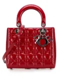 Christian Dior Pre-Owned 2012 Medium Patent Cannage Lady Dior satchel - Red
