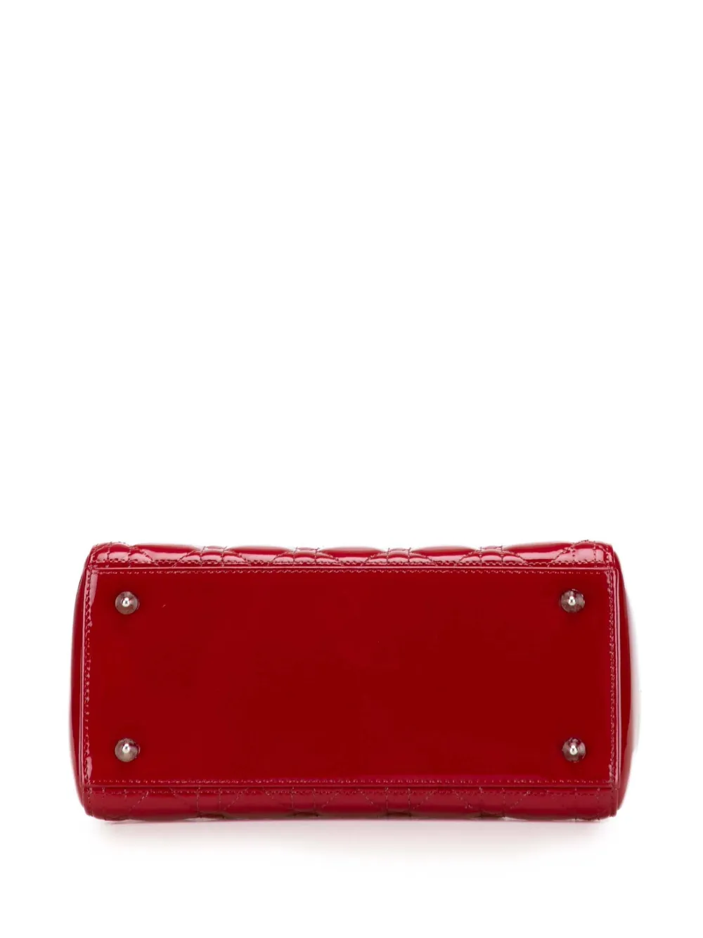 Pre-owned Dior 2012 Medium Patent Cannage Lady Satchel In Red