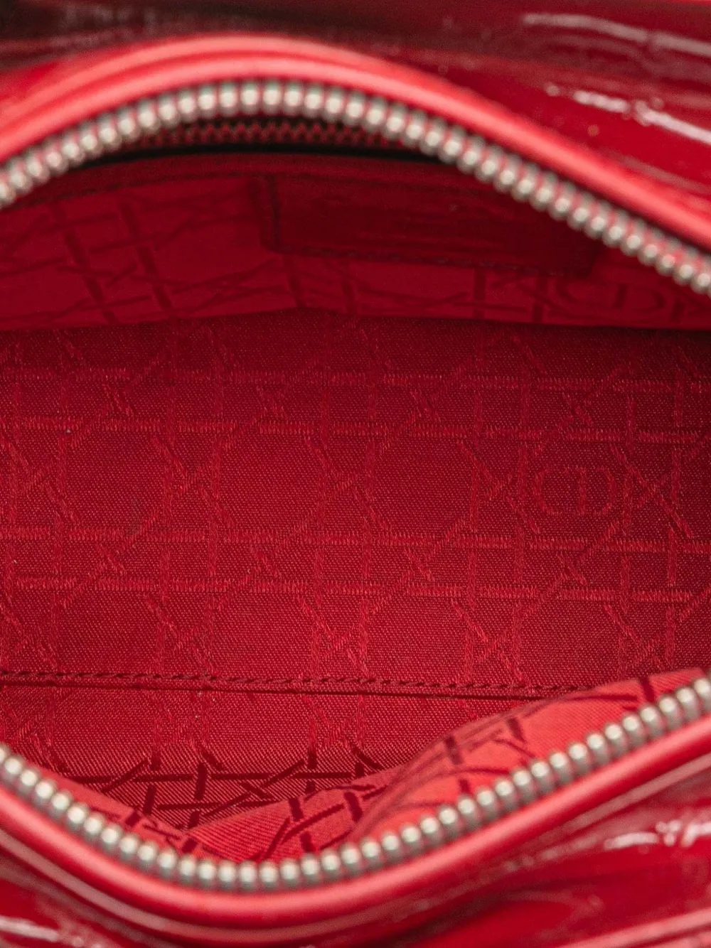 Pre-owned Dior 2012 Medium Patent Cannage Lady Satchel In Red