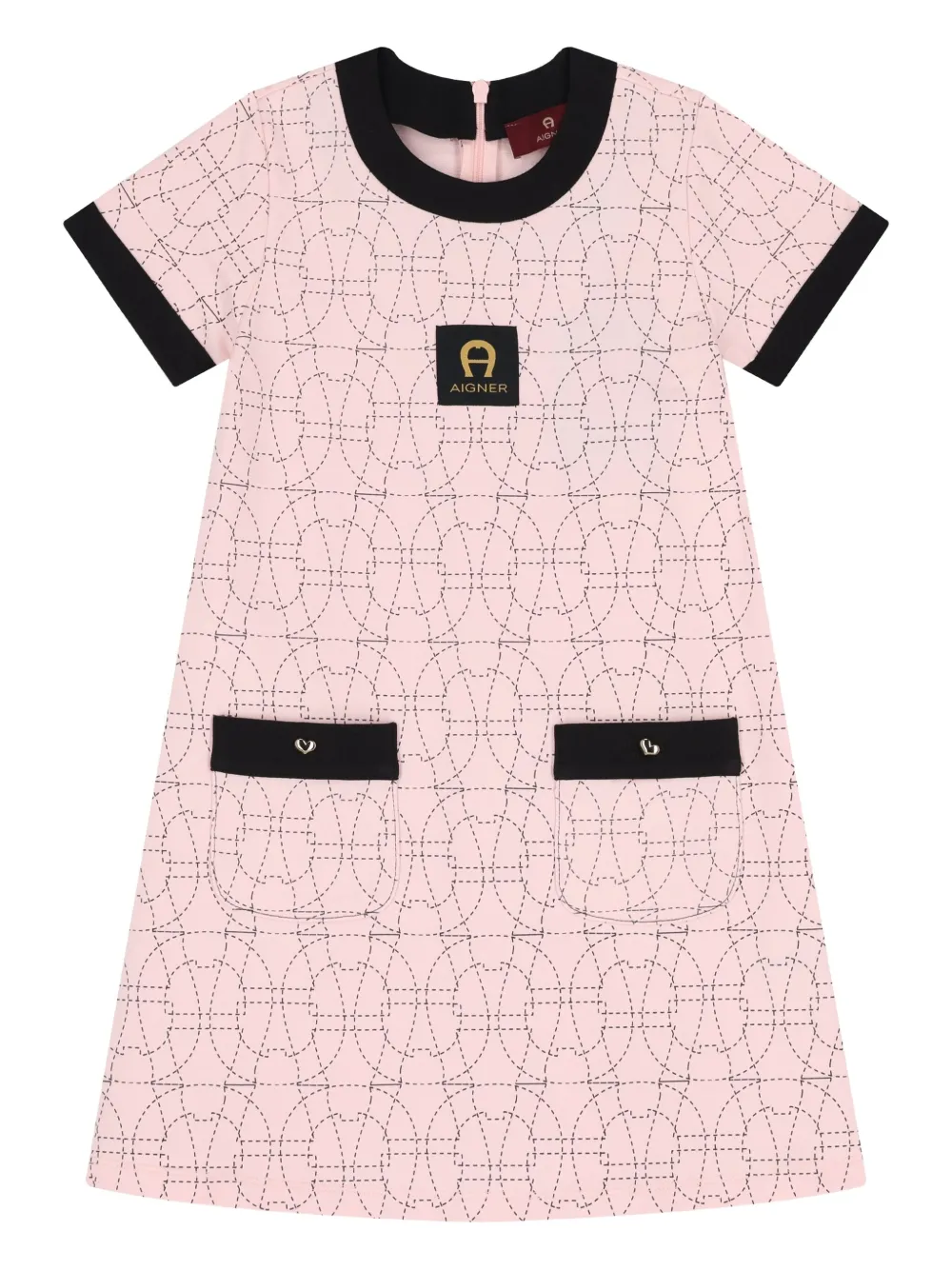 Aigner Kids logo-pattern short-sleeves casual dress | Pink | Image 1