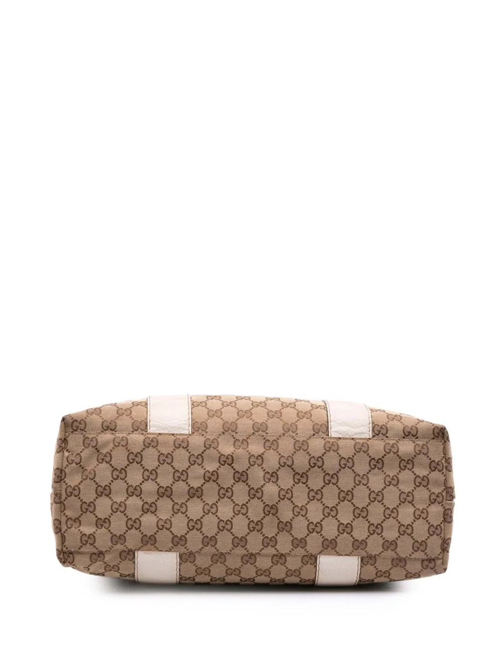Pre-owned Gucci 2016-2025 Medium Gg Canvas Bamboo Libeccio Tote Bag In Brown