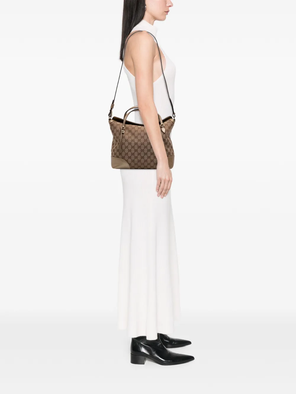 Gucci Pre-Owned 2016-2025 Medium GG Canvas Bree satchel - ブラウン Gucci Pre-Owned 2016-2025 Medium GG Canvas Bree satchel - ブラウン