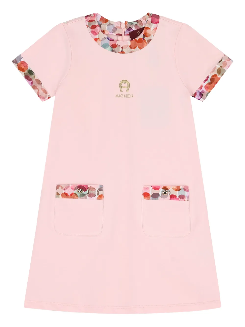Aigner Kids logo-embroidery pocketed casual dress | Pink | Image 1