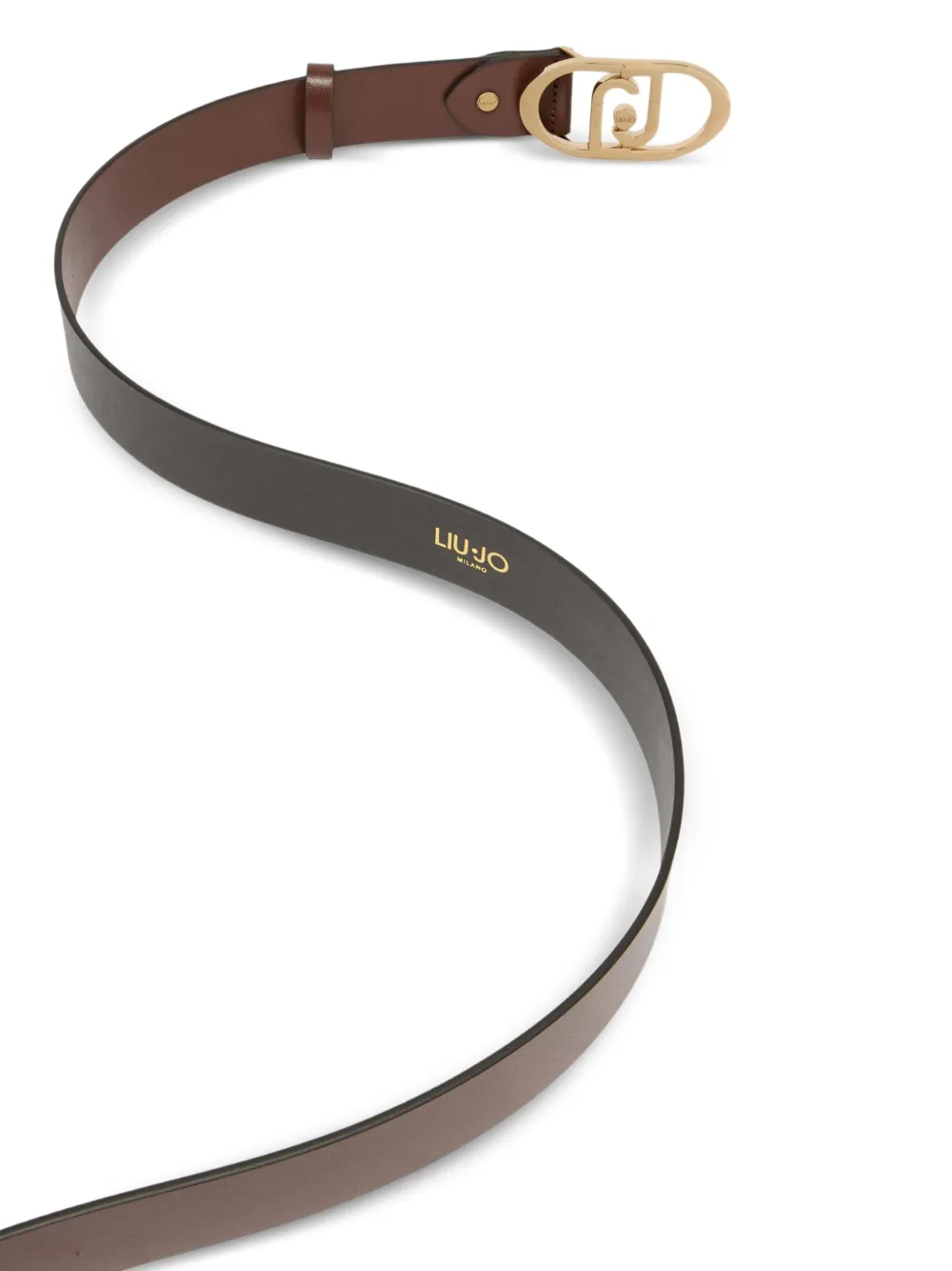 LIU JO LaPuffy leren riem met logoplakkaat Bruin