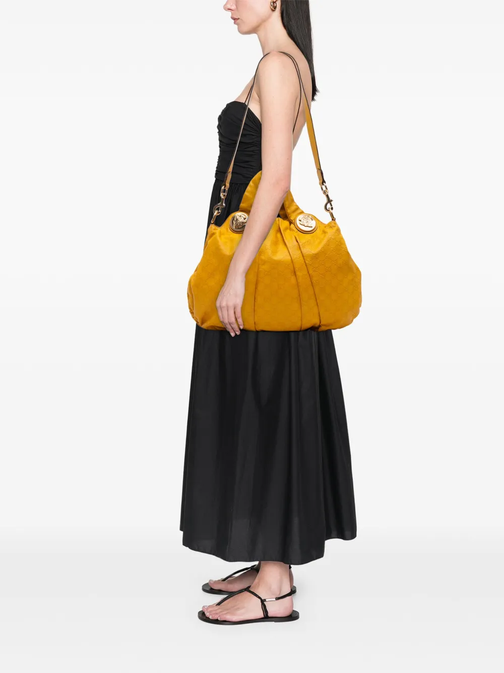Pre-owned Gucci 2016-2025 Large Ssima Hysteria Satchel In Yellow