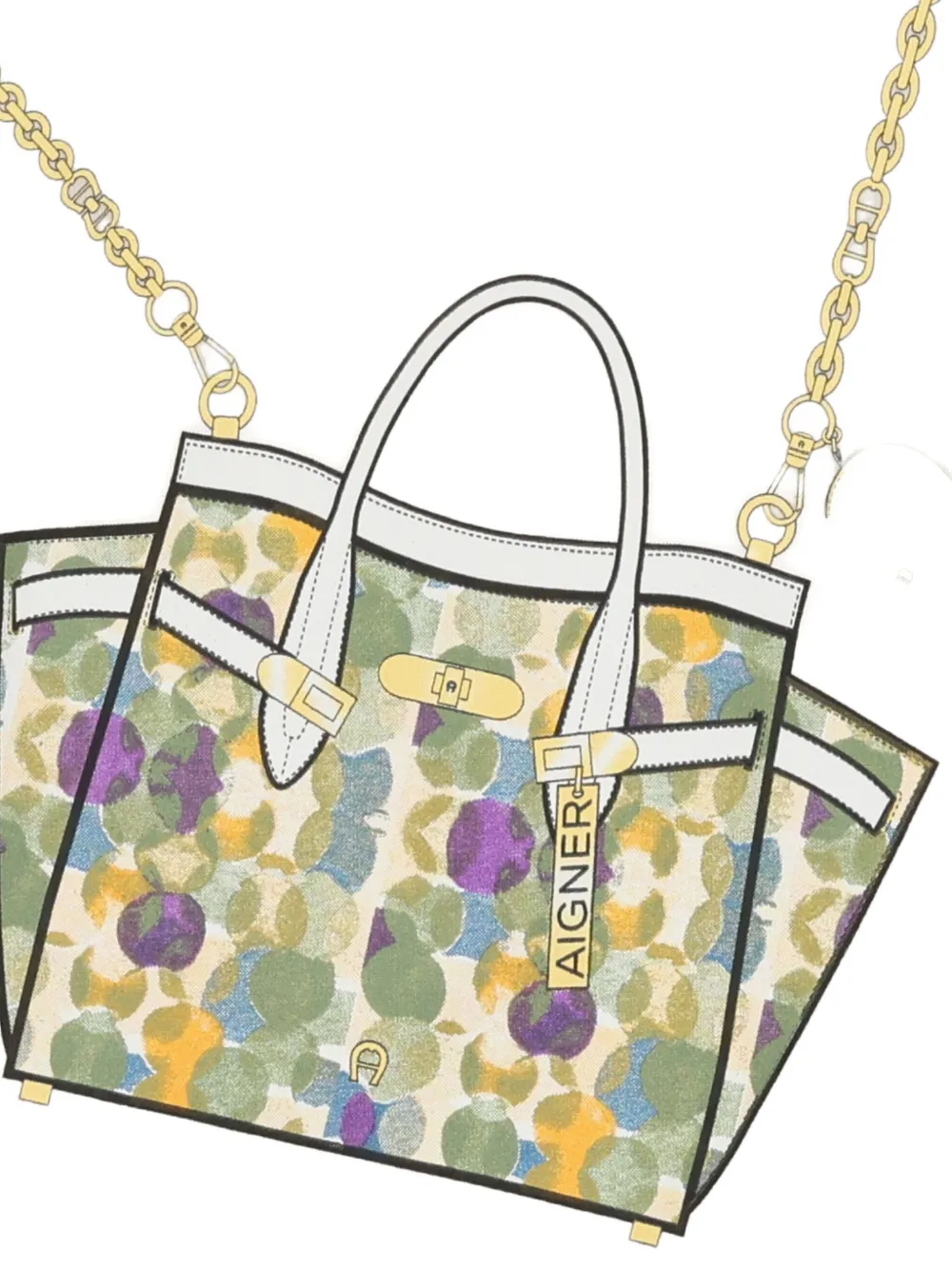 Aigner Handbag-print Short-sleeves Casual Dress In Neutral