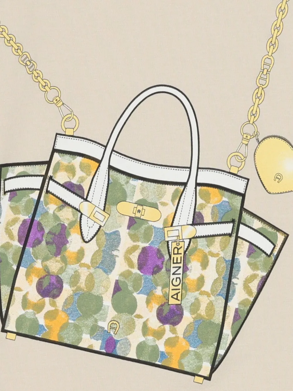 Aigner Kids Jurk met korte mouwen en handtasprint Beige