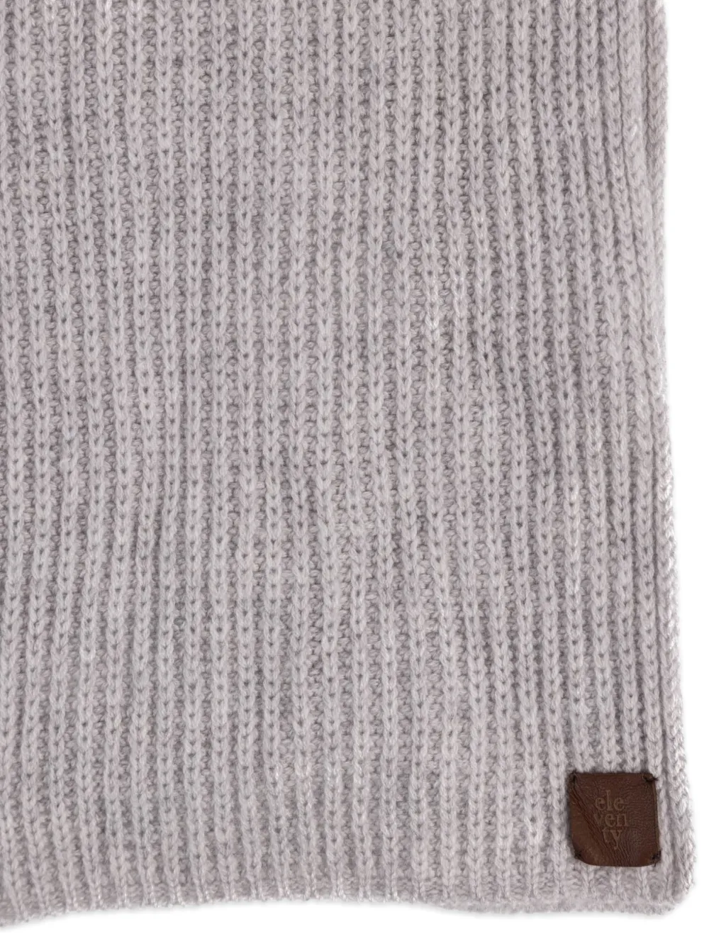  Eleventy Logo-patch Ribbed Scarf - Grey 