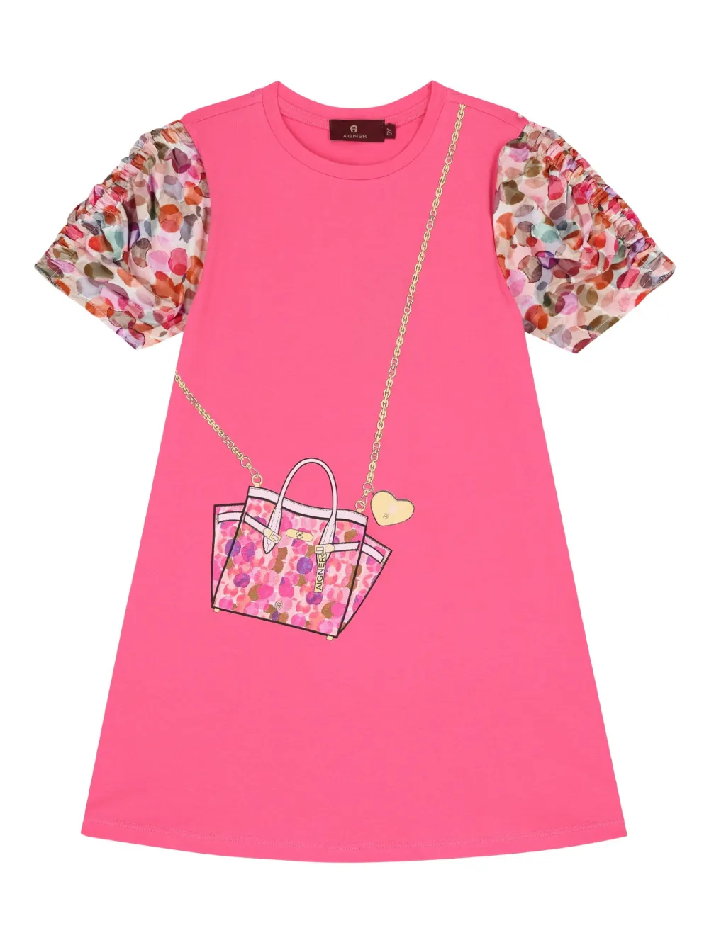 Aigner Kids handbag-print short-sleeves casual dress | Pink | Image 1