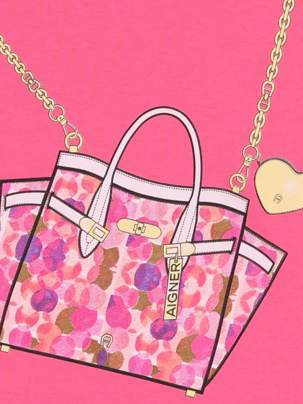 Aigner Kids Jurk met korte mouwen en handtasprint Roze