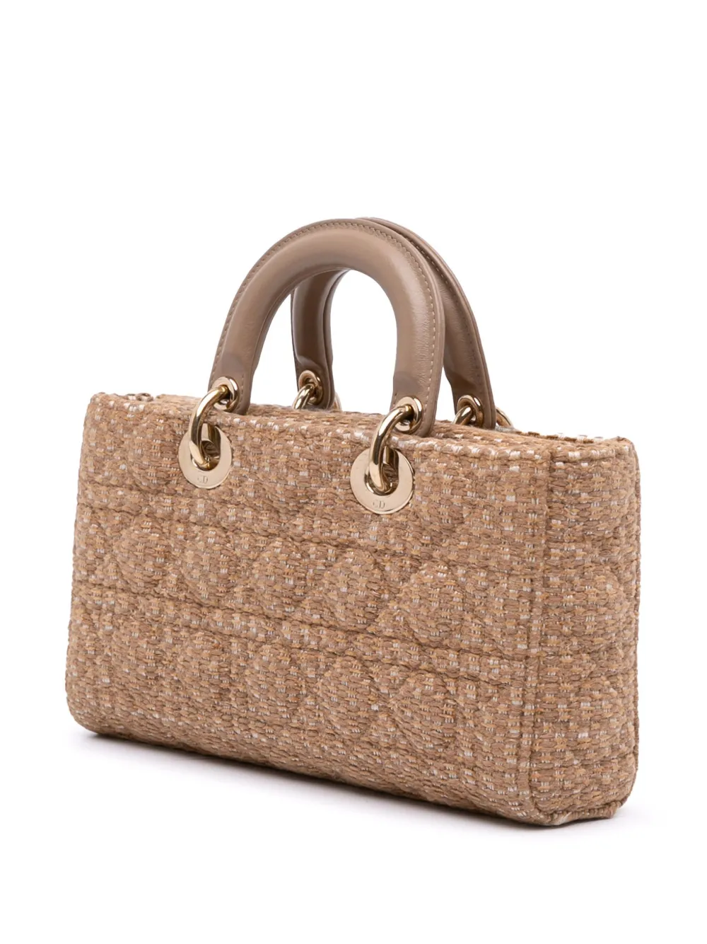 Pre-owned Dior 2022 Medium Tweed Cannage Lady D Joy Satchel In Brown
