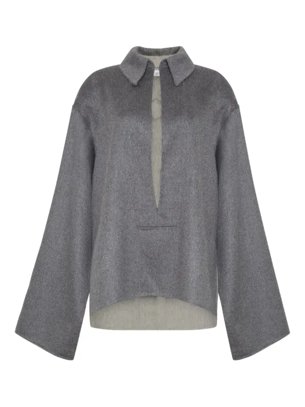 Adam Lippes Arlo Double-breasted Cashmere Sweater in Grey