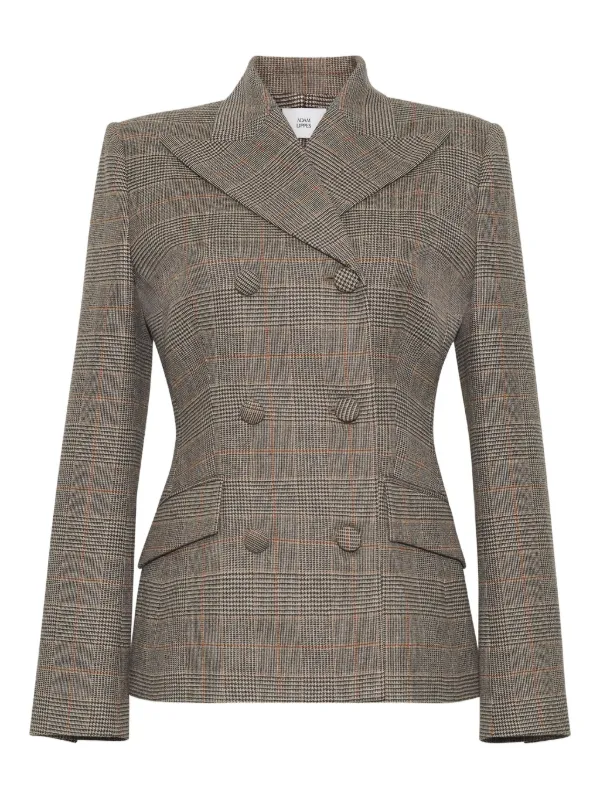 Adam Lippes Malone Double-breasted Blazer in Brown