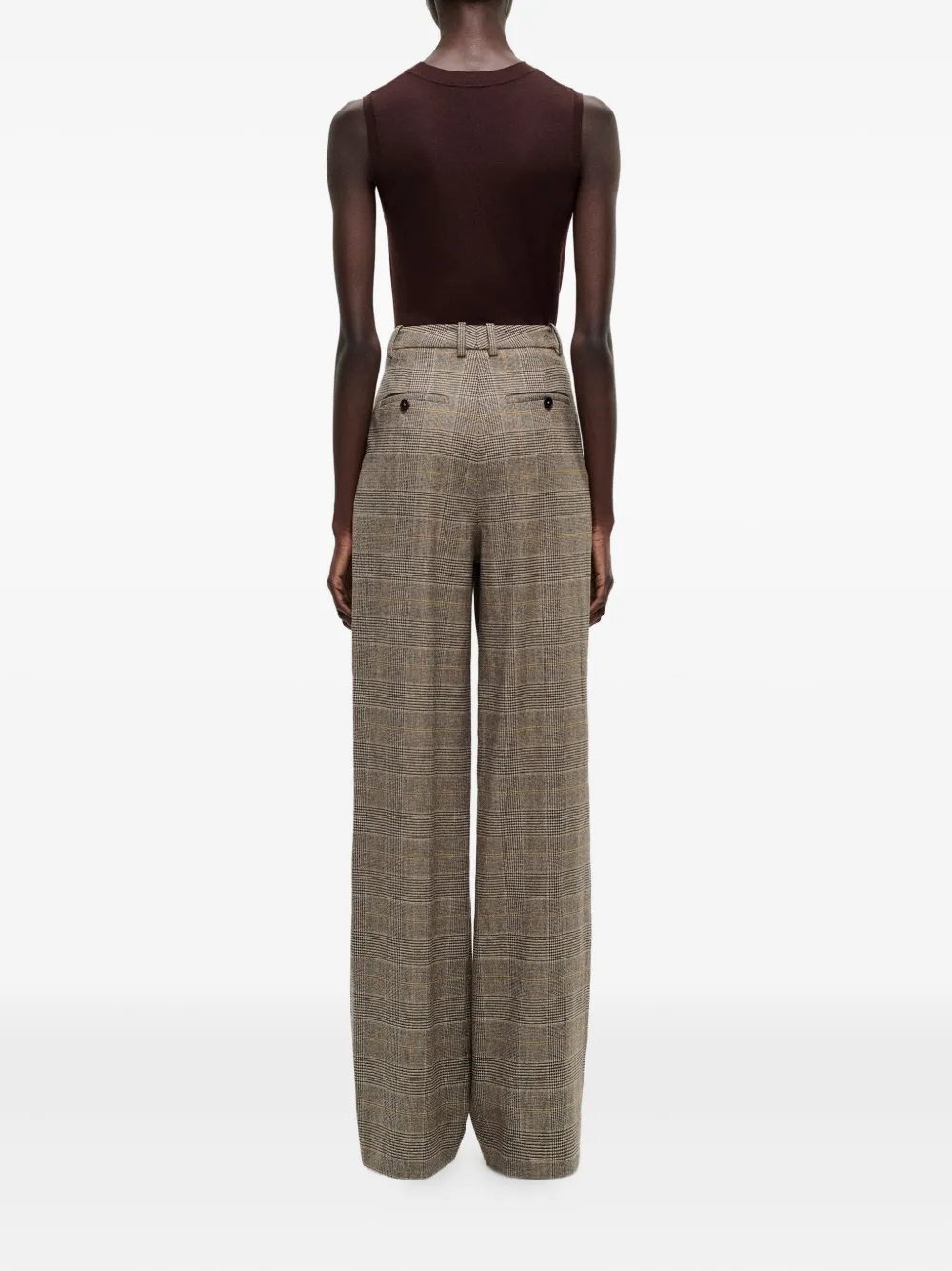 Adam Lippes Check-pattern Tailored Trousers In Brown