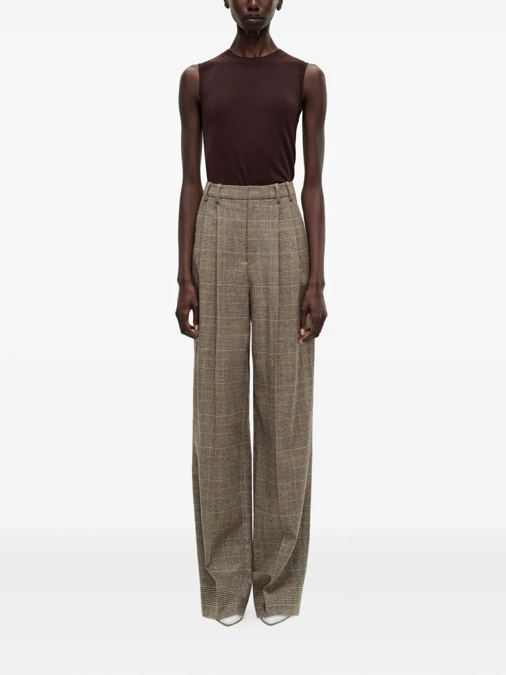 Adam Lippes check-pattern tailored trousers - Beige