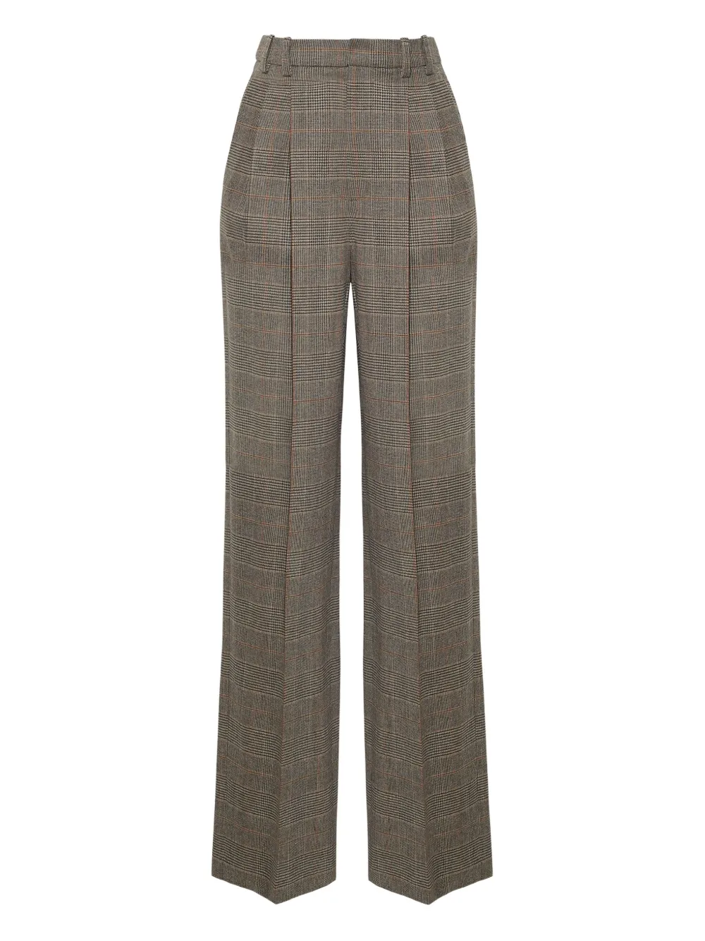 Adam Lippes Check-pattern Tailored Trousers In Brown