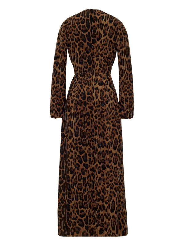 fall leopard pleated dress