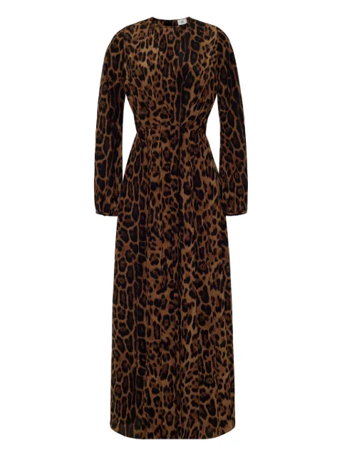 Adam Lippes leopard- print pleated dress