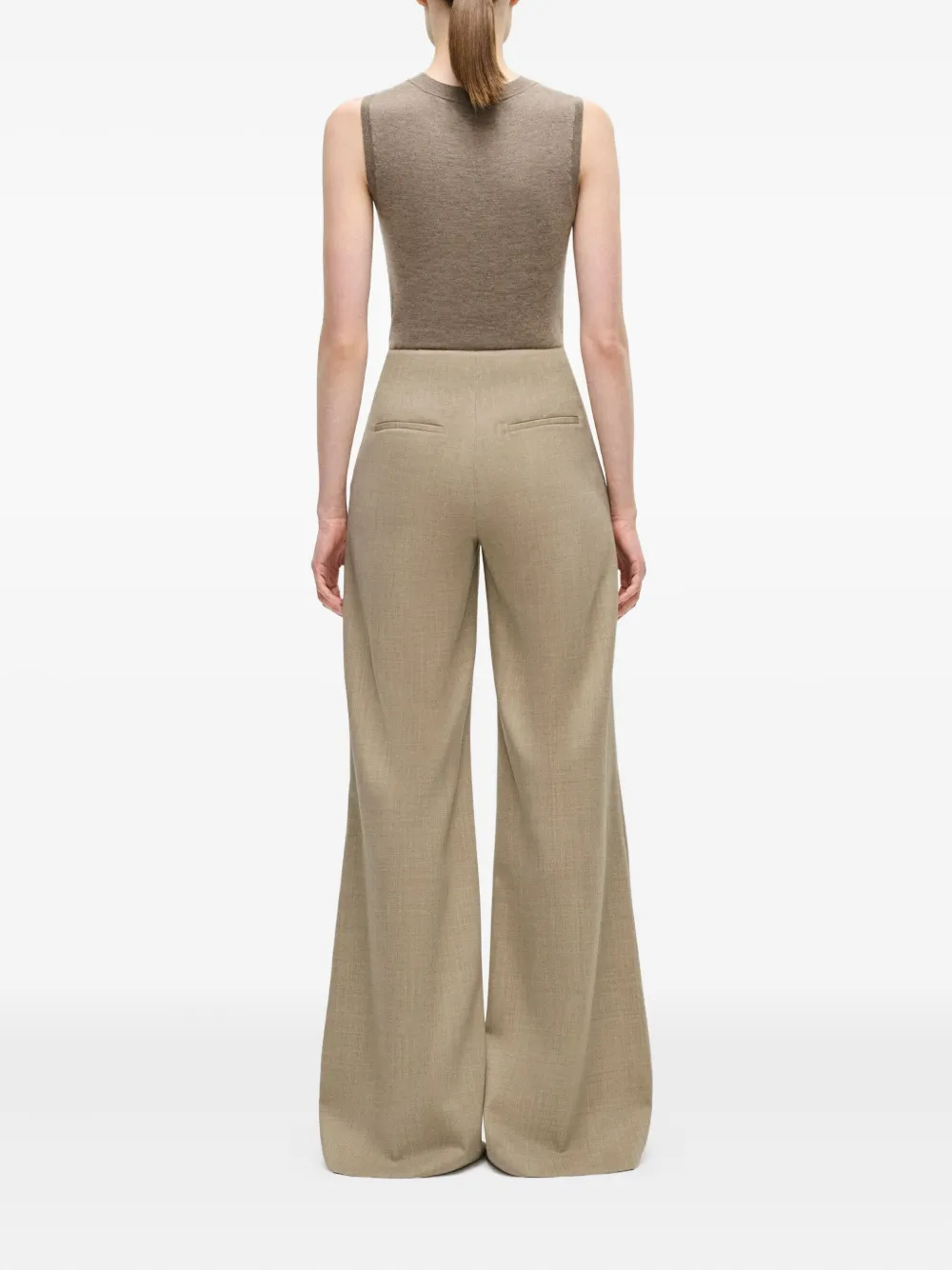 Adam Lippes Flared Welt-pockets Trousers In Gray