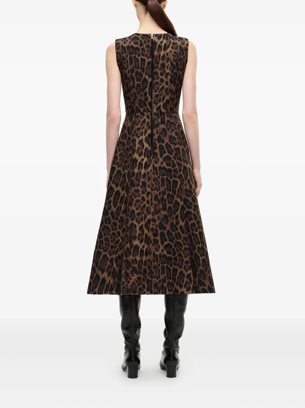 Adam Lippes Eloise Leopard-print Sleeveless Midi Dress In Brown