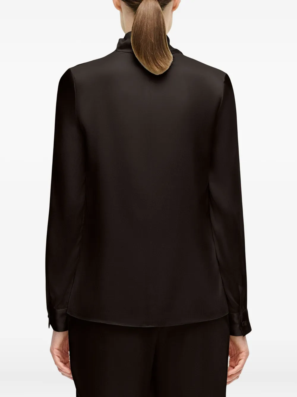 Adam Lippes Mizner charmeuse top met hoge hals Bruin