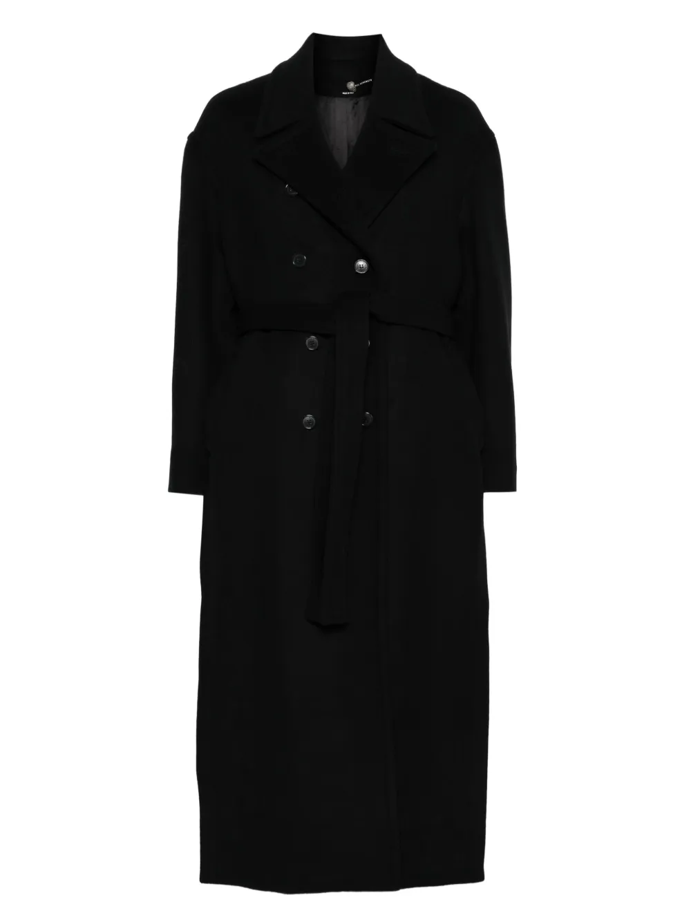 Isabel Benenato Double-breasted Belted Coat In Black