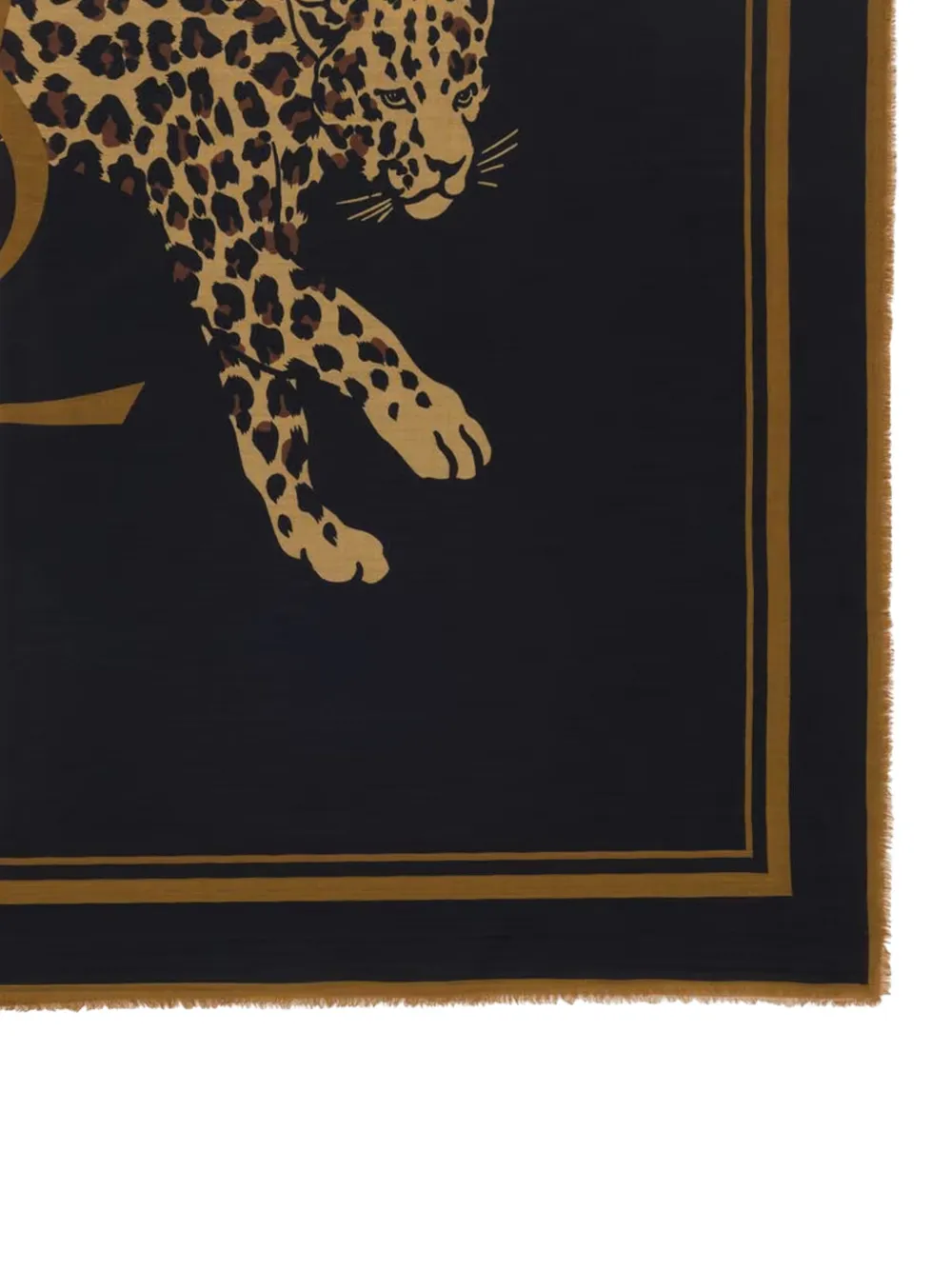 Saint Laurent Wollen sjaal met luipaardprint - Zwart