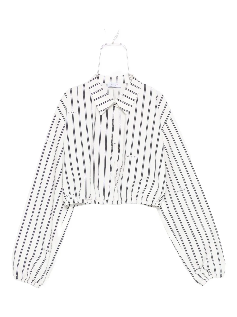 Pinko Kids' Striped Cropped Shirt In Yellow