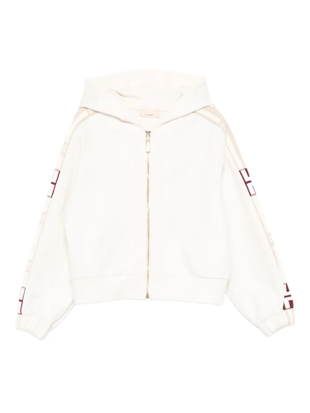 Elisabetta Franchi Kids logo-tape zip-up hoodie - Bianco