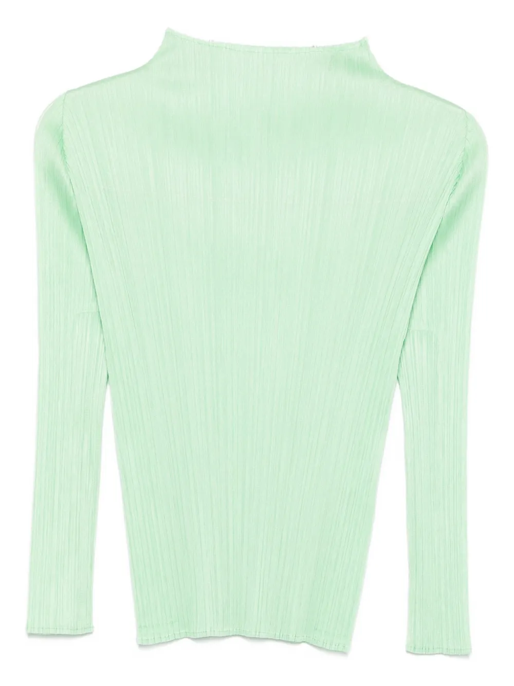 Issey Miyake High-neck Pleated Blouse In Green