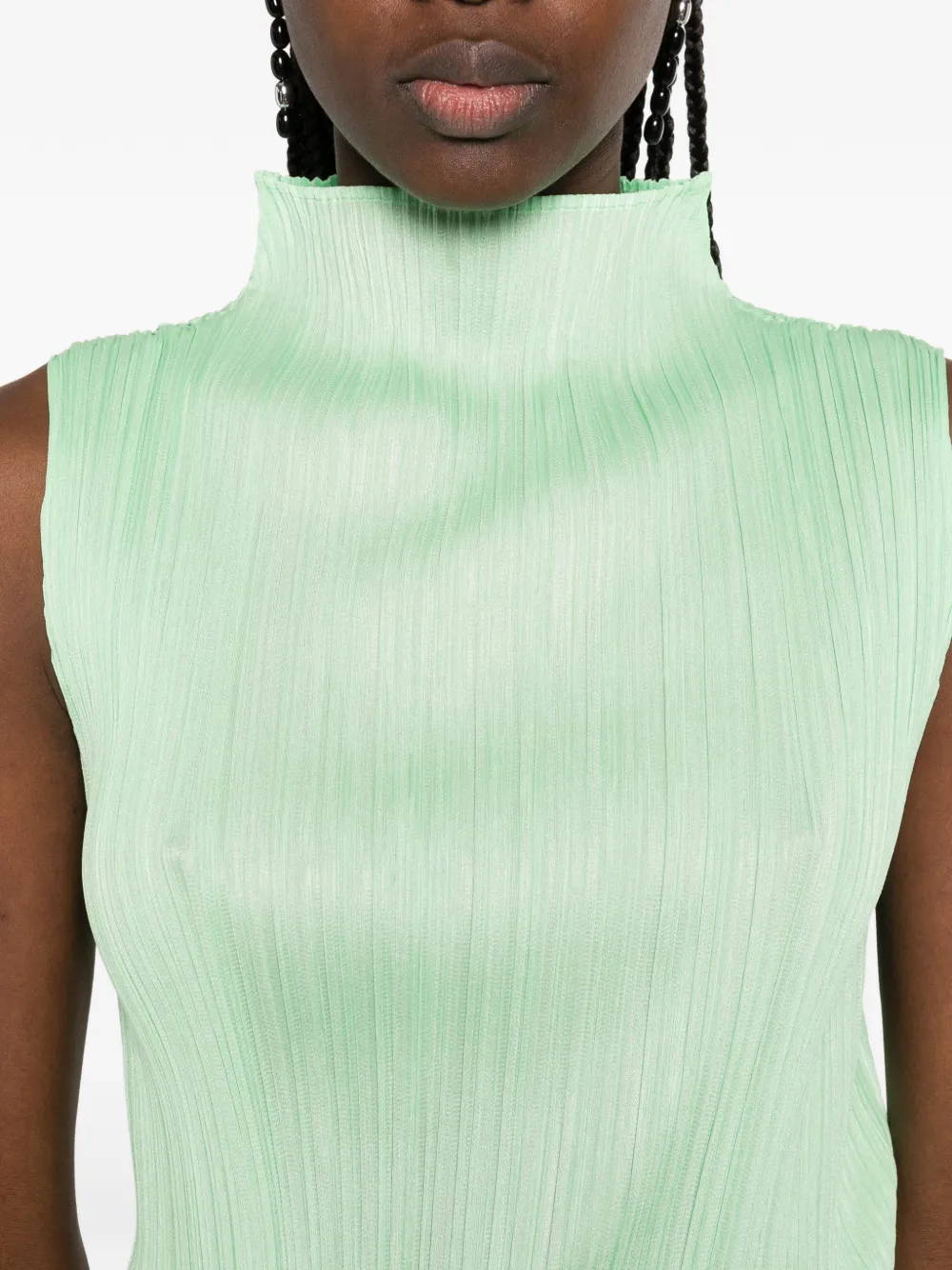 Pleats Please Issey Miyake ハイネック プリーツトップ | グリーン