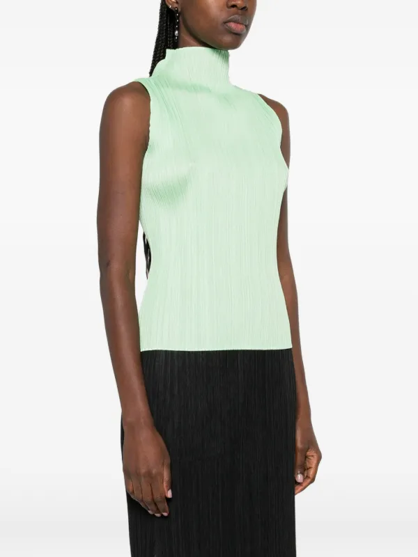Pleats Please Issey Miyake ハイネック プリーツトップ | グリーン