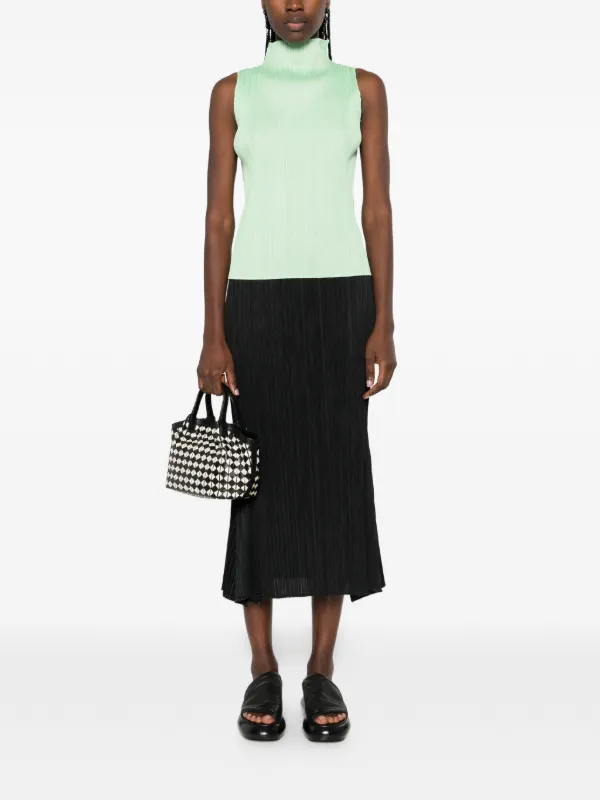 Pleats Please Issey Miyake ハイネック プリーツトップ | グリーン