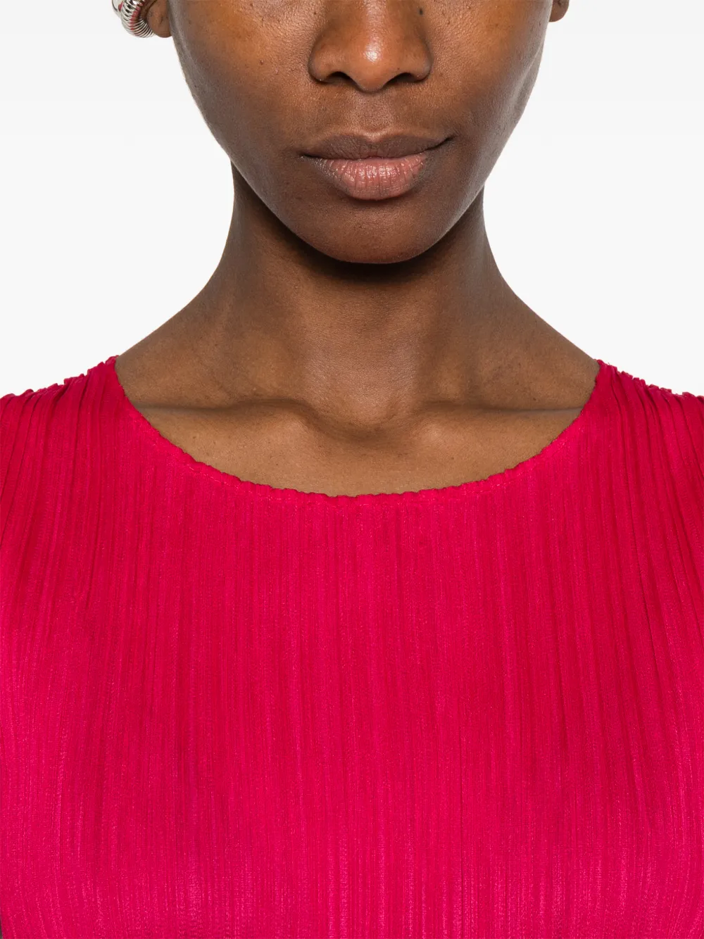 Issey Miyake Crew-neck Midi Dress In Red