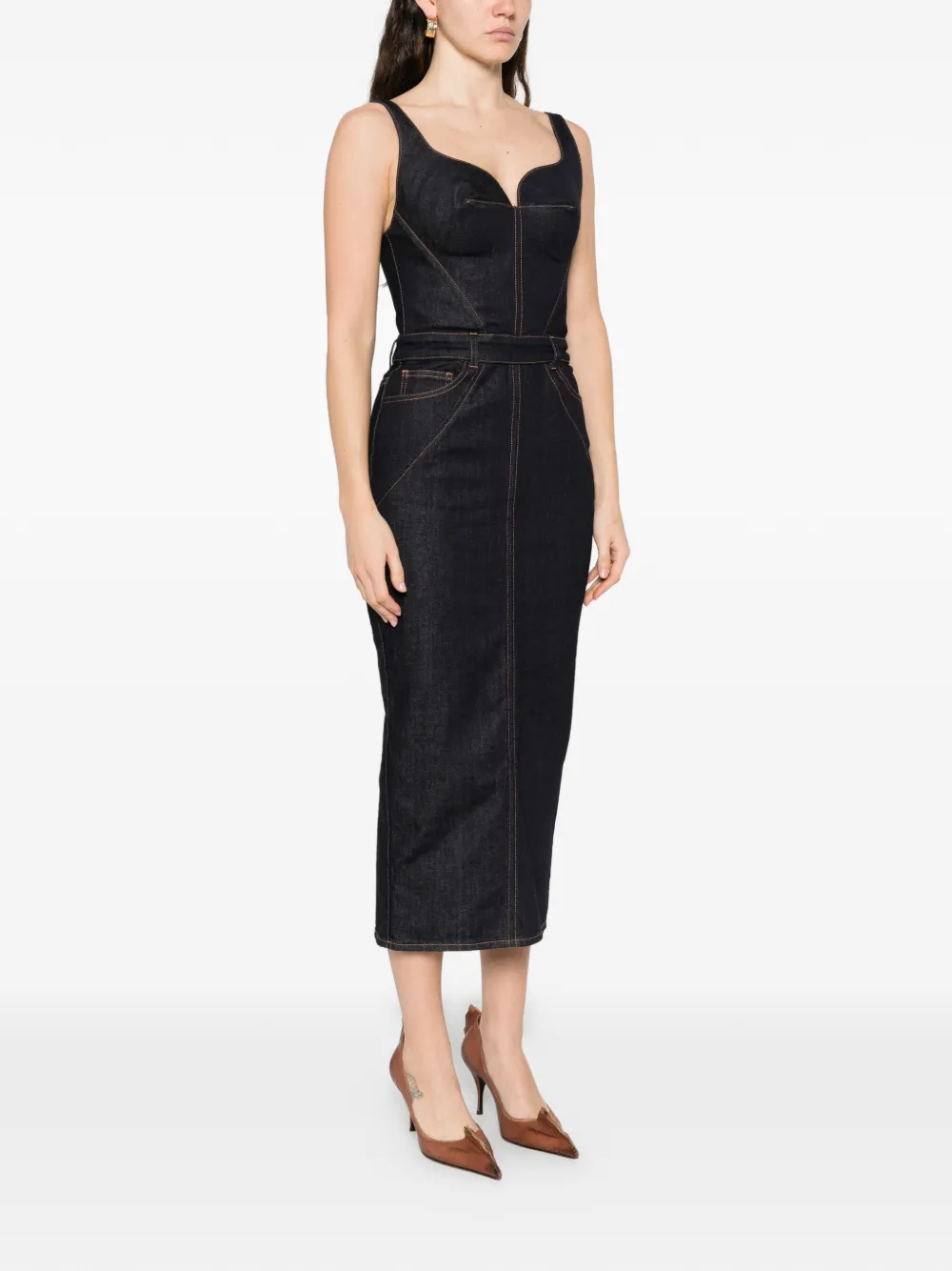  Givenchy Pocket Denim Midi Dress - Blue 