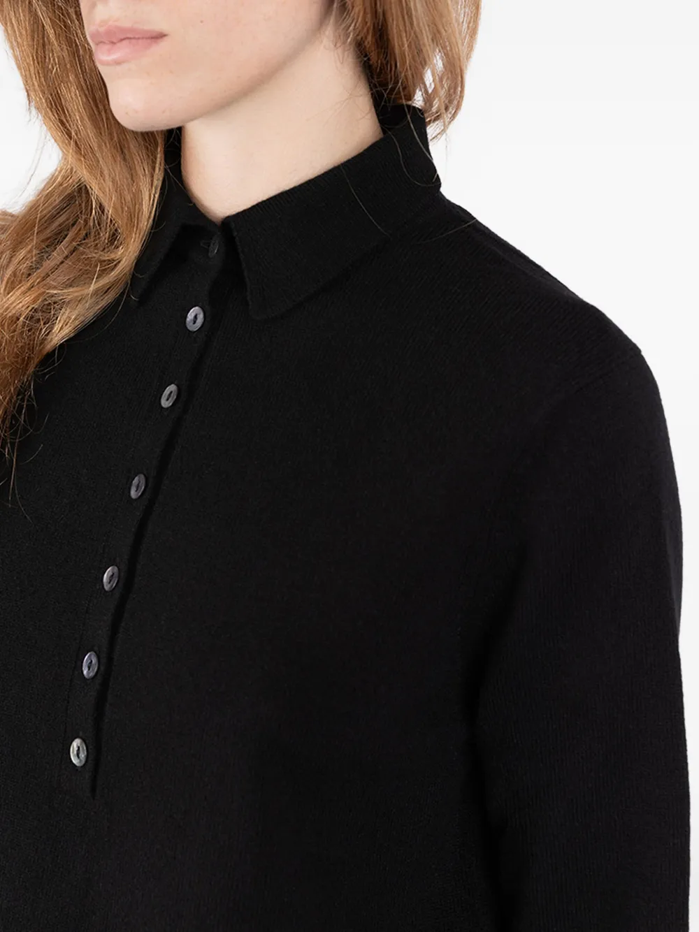 Société Anonyme Trui met polokraag en knopen Zwart