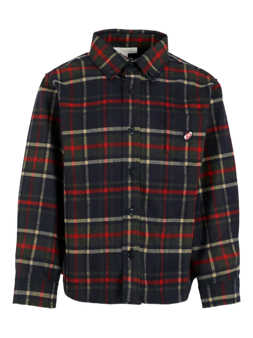 Patachou Long-sleeve Plaid Shirt In Blue