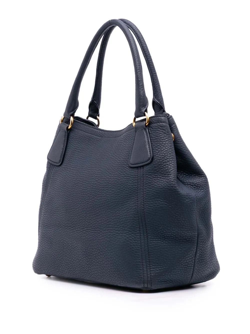 Pre-owned Prada 2010-2025 Vitello Daino Open Convertible Tote Satchel In Blue