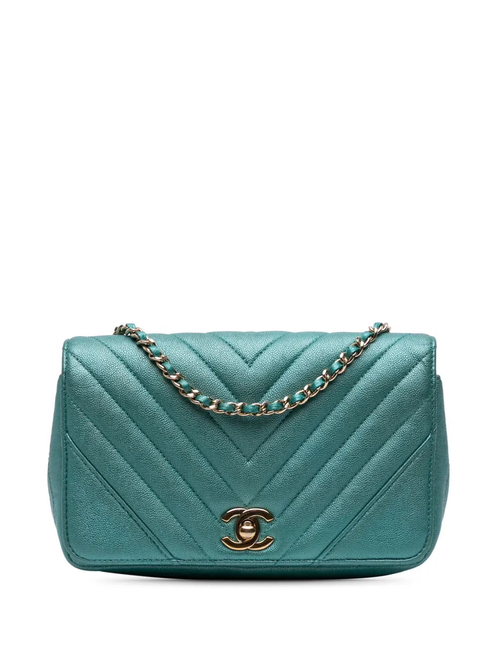 CHANEL Pre-Owned 2019 Small Chevron Caviar Statement Flap shoulder bag CHANEL Pre-Owned 2019 Small Chevron Caviar Statement Flap shoulder bag