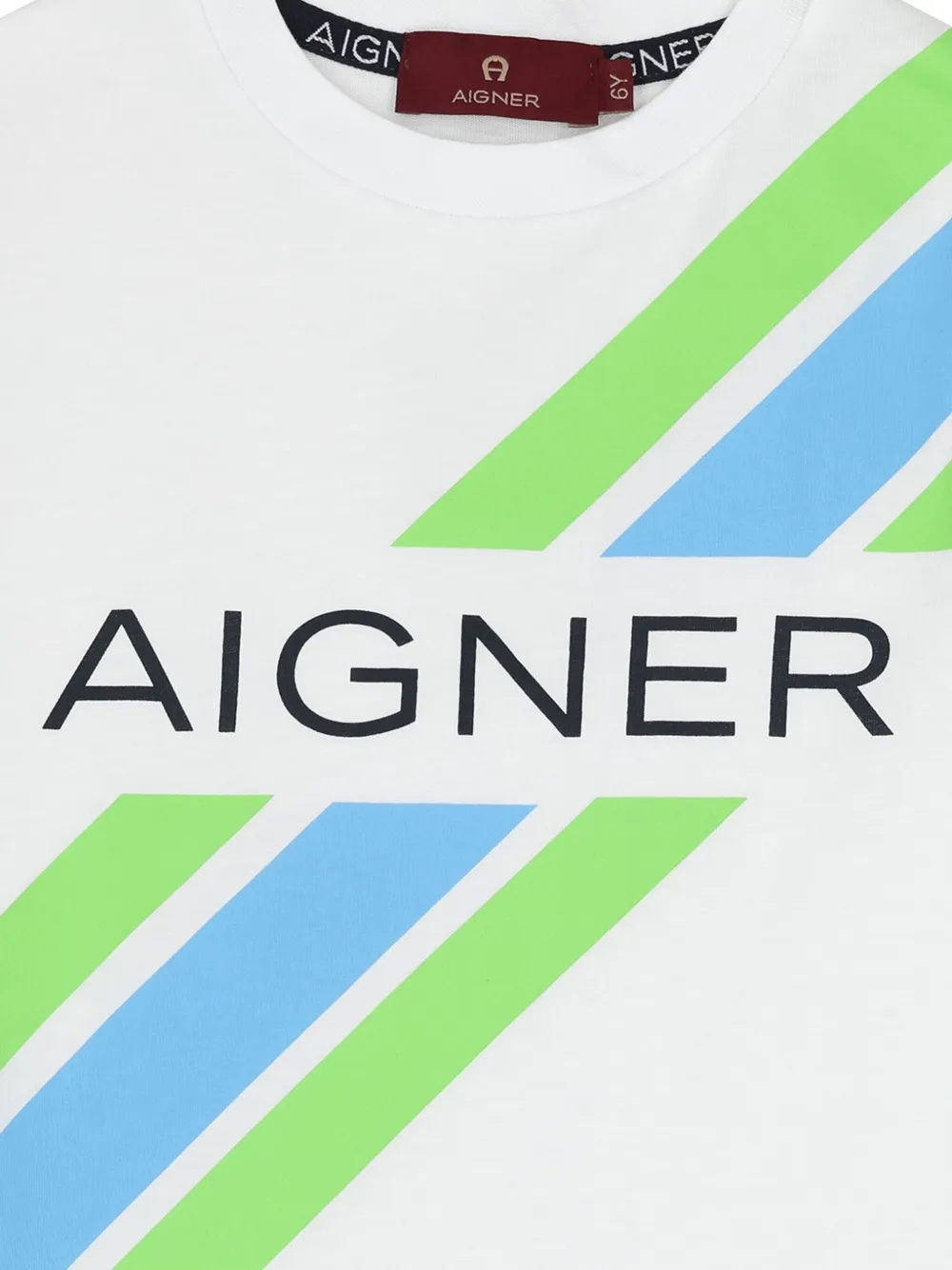Aigner Kids T-shirt met streepdetail Wit