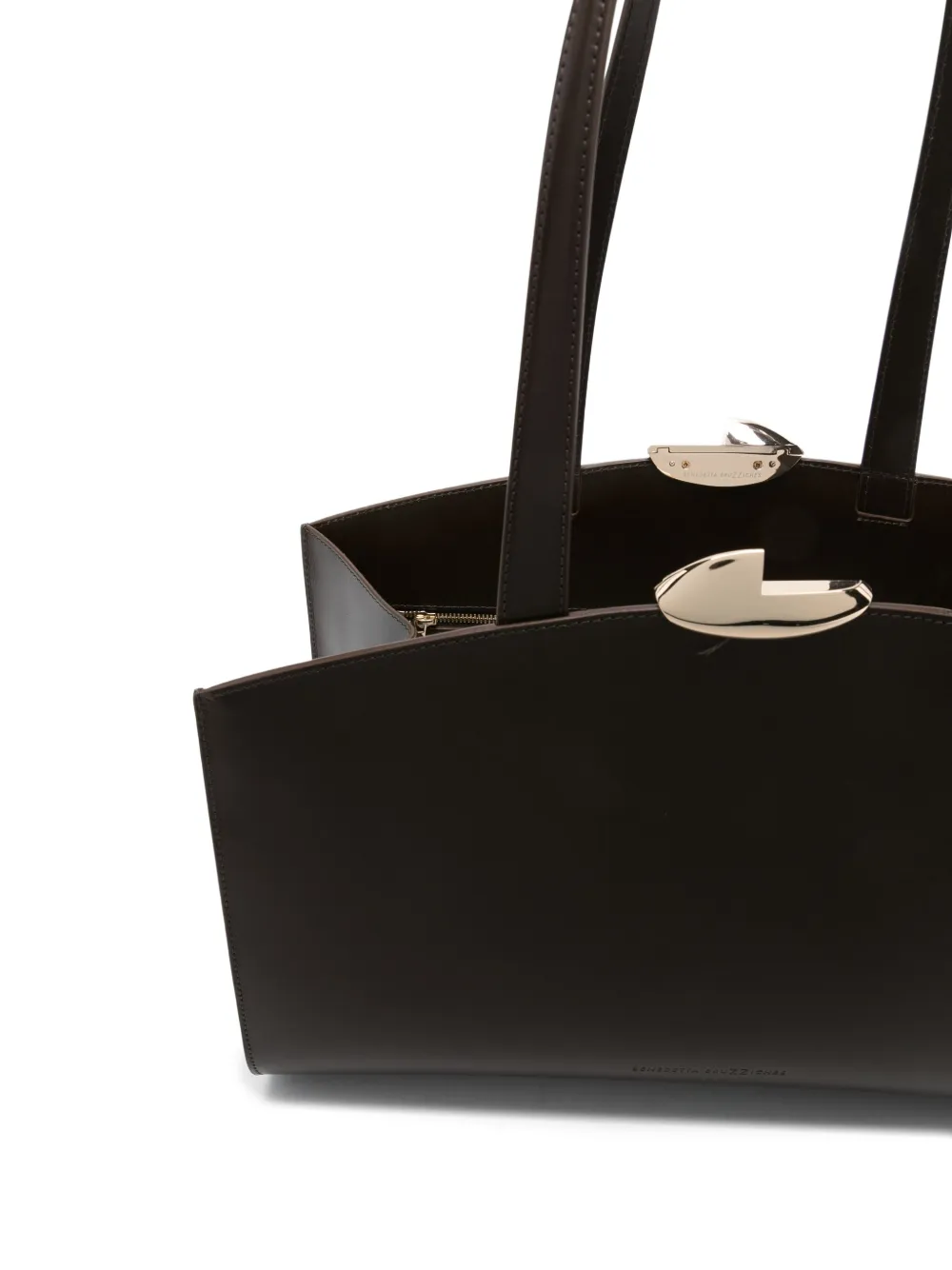 Benedetta Bruzziches Leren schoudertas met gewelfde top Bruin